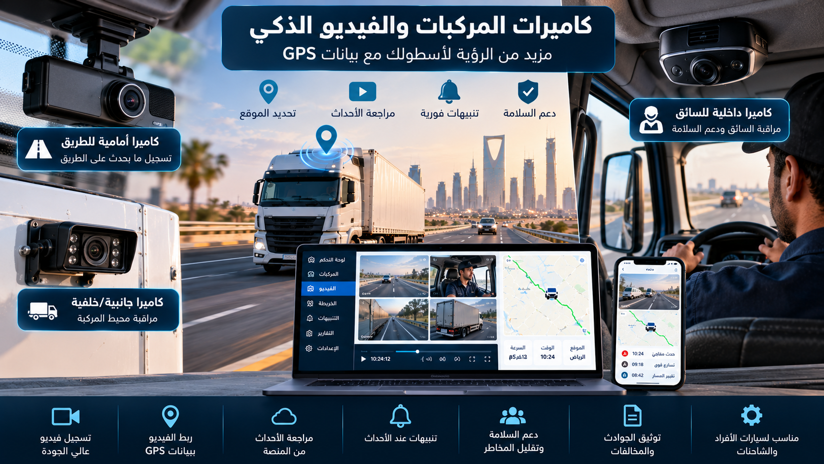 Read more about the article كاميرات المركبات مع GPS: ما هو الفيديو الذكي وكيف تستفيد منه شركات النقل؟