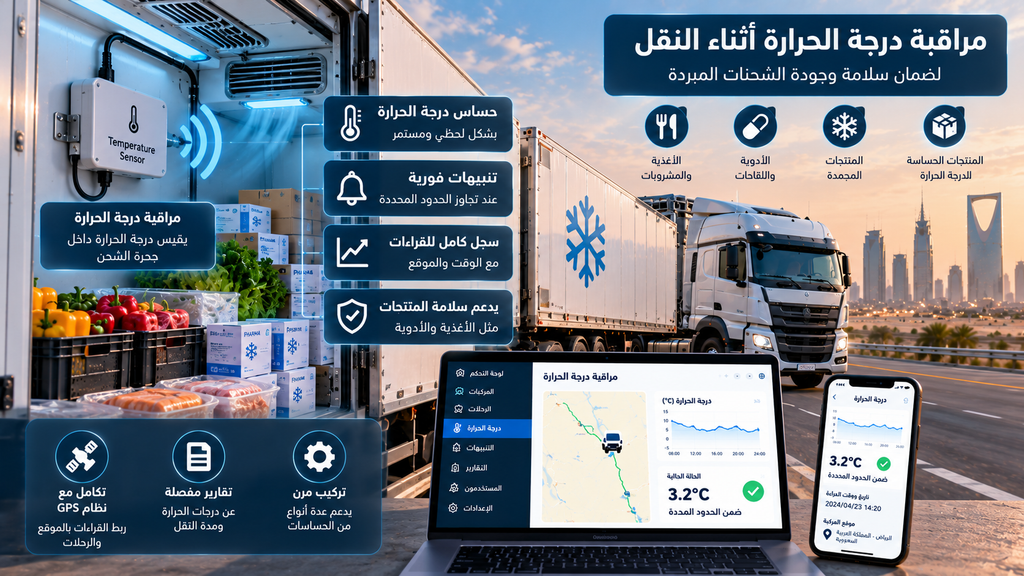 حساس الحرارة للشاحنات لمراقبة درجة حرارة الشحنات